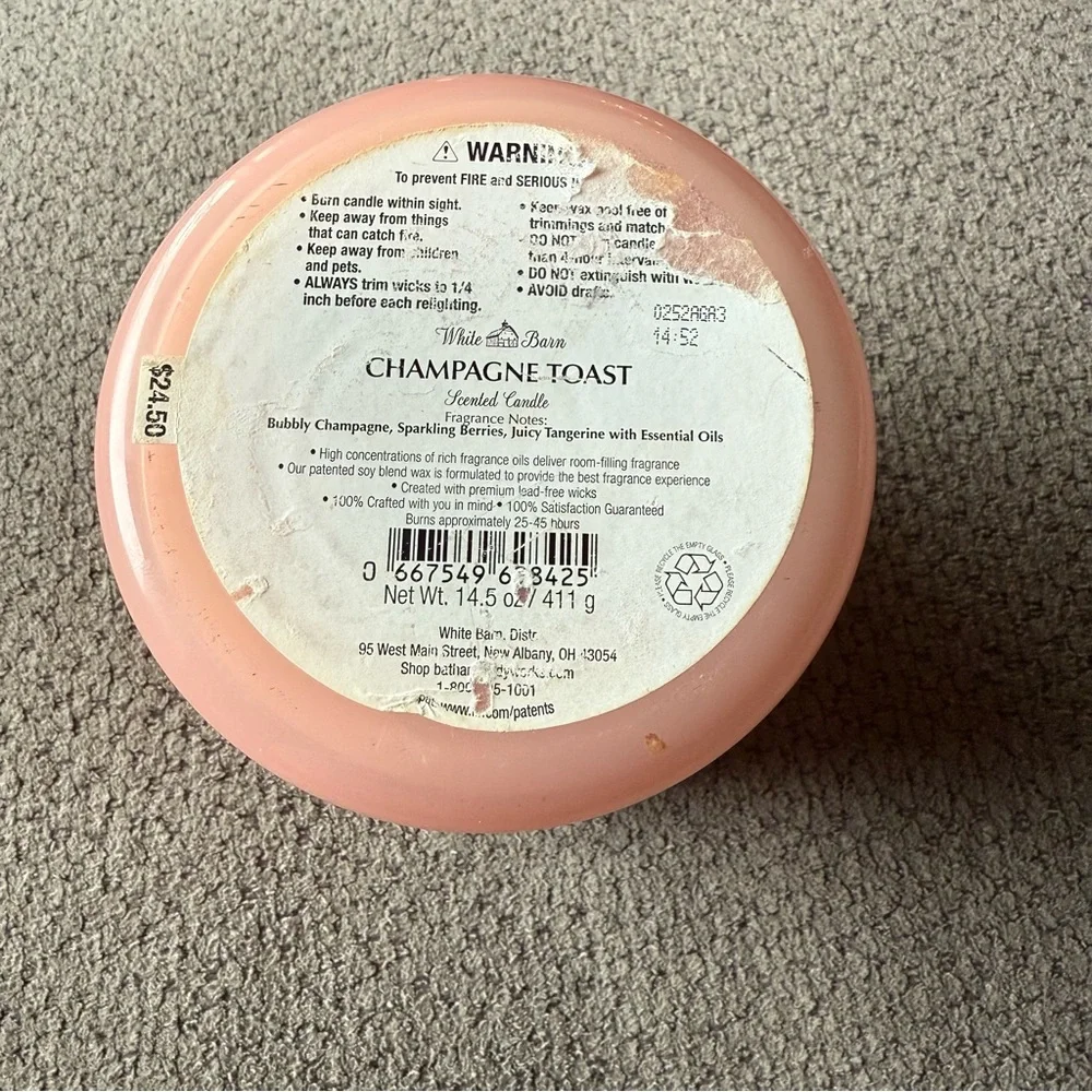 Bath & Body Works‎ White Barn CHAMPAGNE TOAST 3-Wick 14.5oz Candle NEW - Picture 3 of 3